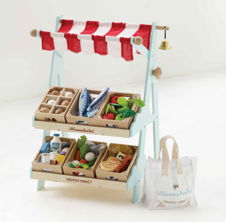 Le Toy Van Wooden Market Stall & Fruit Play Food Crate