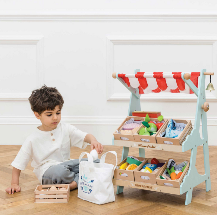 Le Toy Van Wooden Market Stall & Fruit Play Food Crate