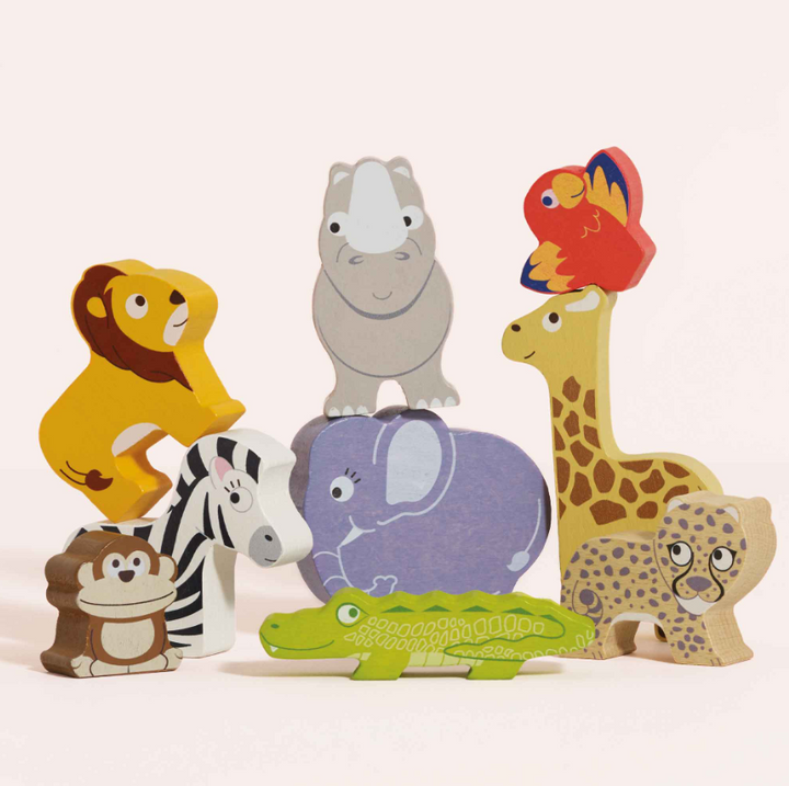 Le Toy Van Wooden Stacking Animals & Bag - African Safari