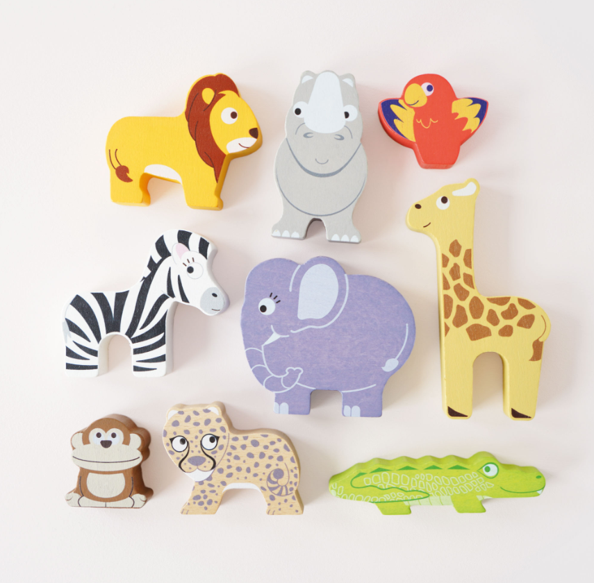 Le Toy Van Wooden Stacking Animals & Bag - African Safari