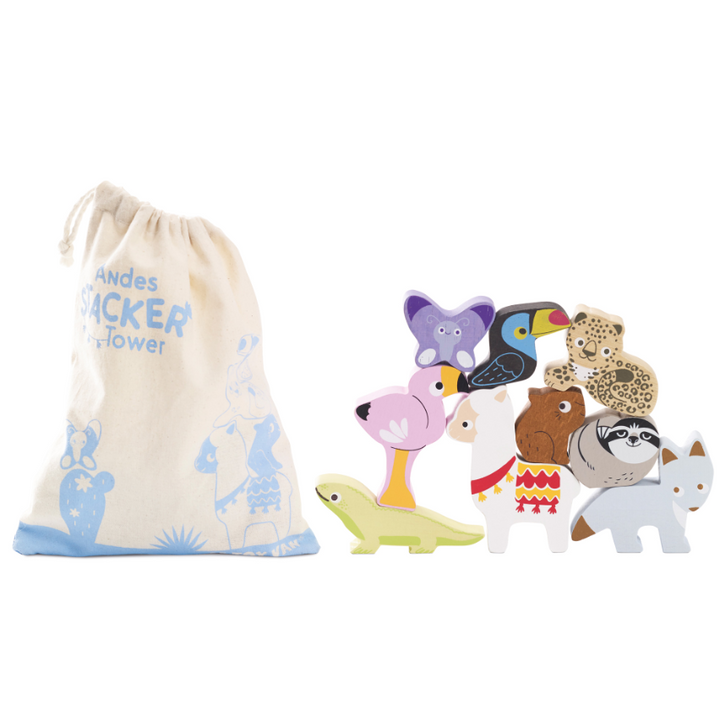 Le Toy Van Wooden Stacking Animals & Bag - Andes