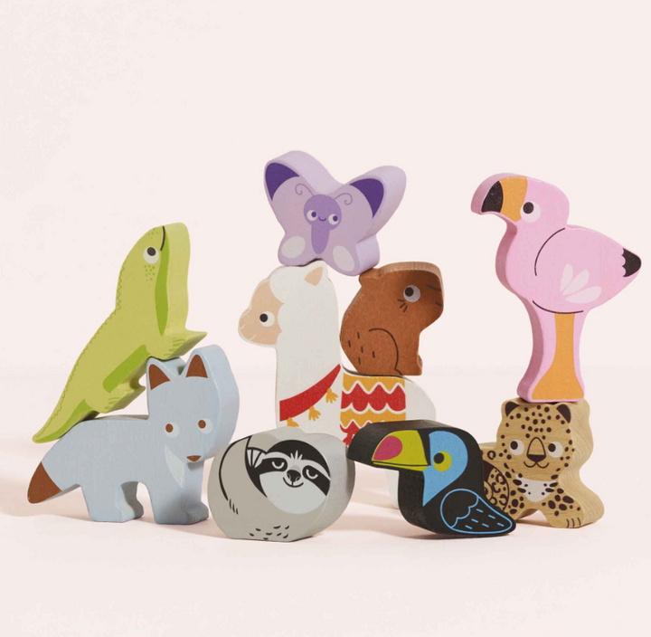 Le Toy Van Wooden Stacking Animals & Bag - Andes