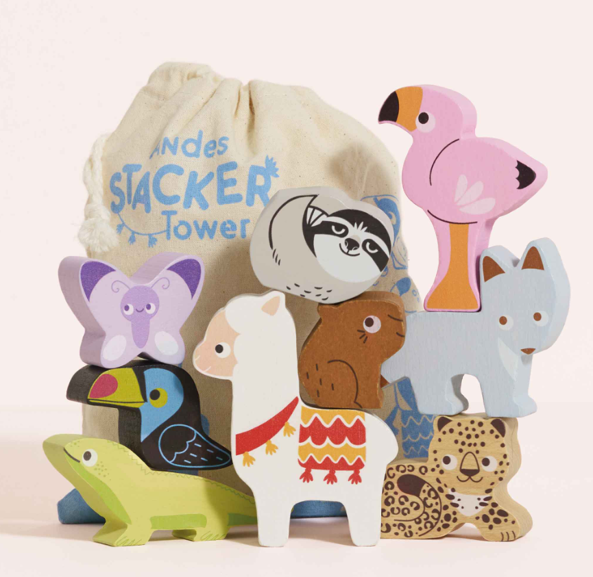 Le Toy Van Wooden Stacking Animals & Bag - Andes
