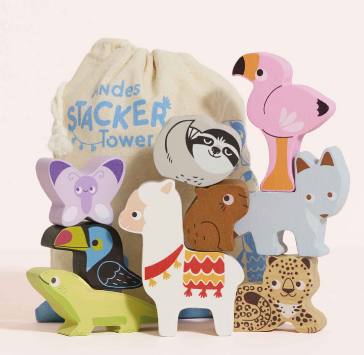 Le Toy Van Wooden Stacking Animals & Bag - Andes