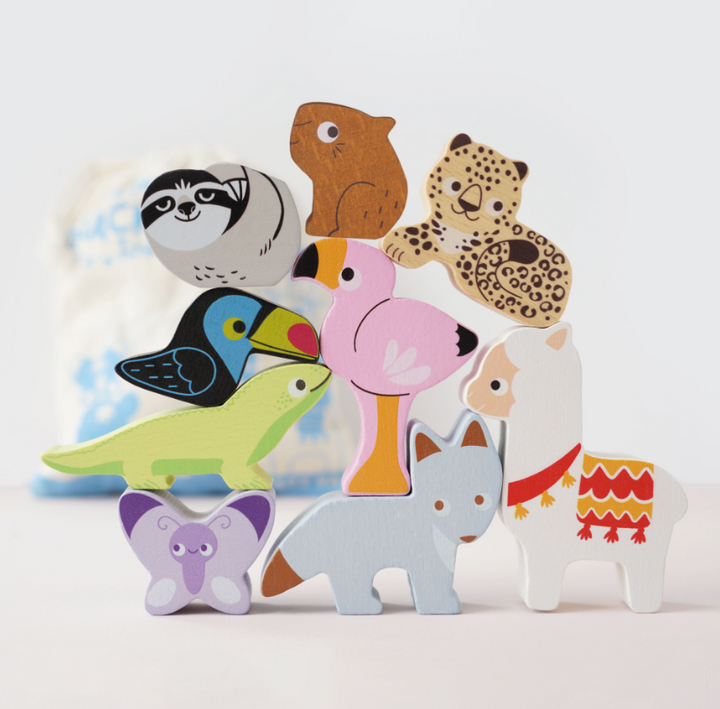 Le Toy Van Wooden Stacking Animals & Bag - Andes