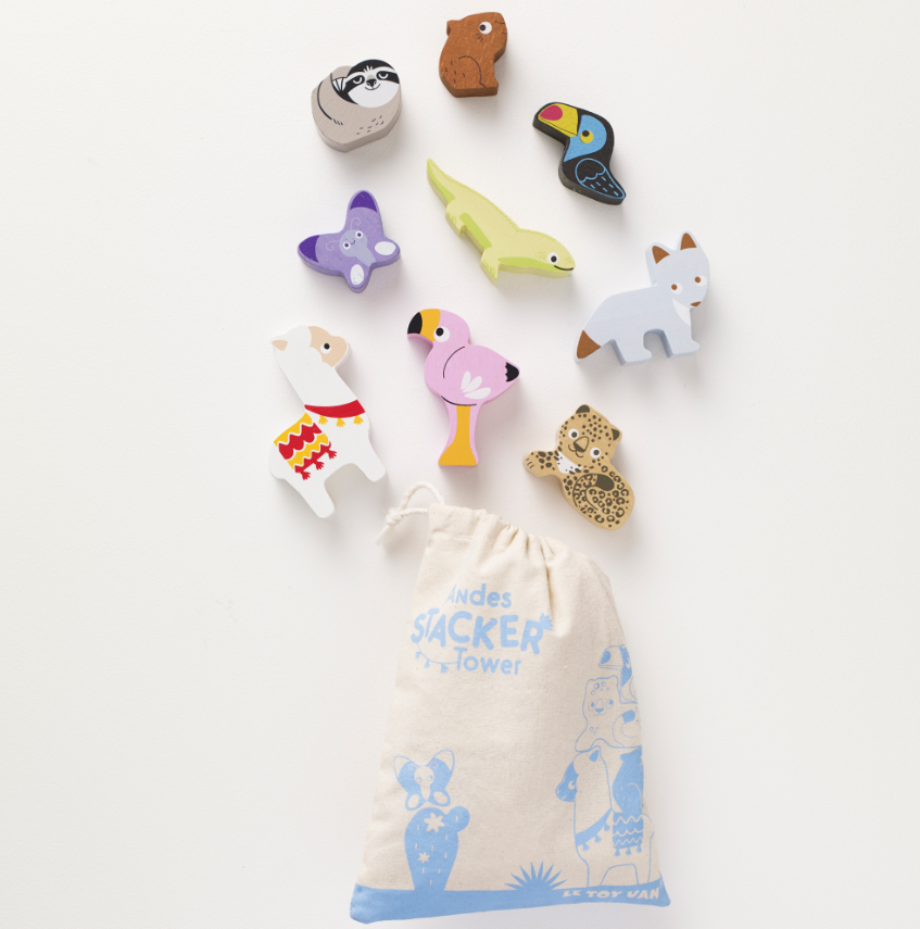 Le Toy Van Wooden Stacking Animals & Bag - Andes