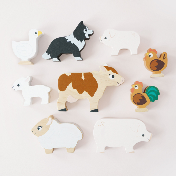 Le Toy Van Wooden Stacking Animals & Bag - Farmyard