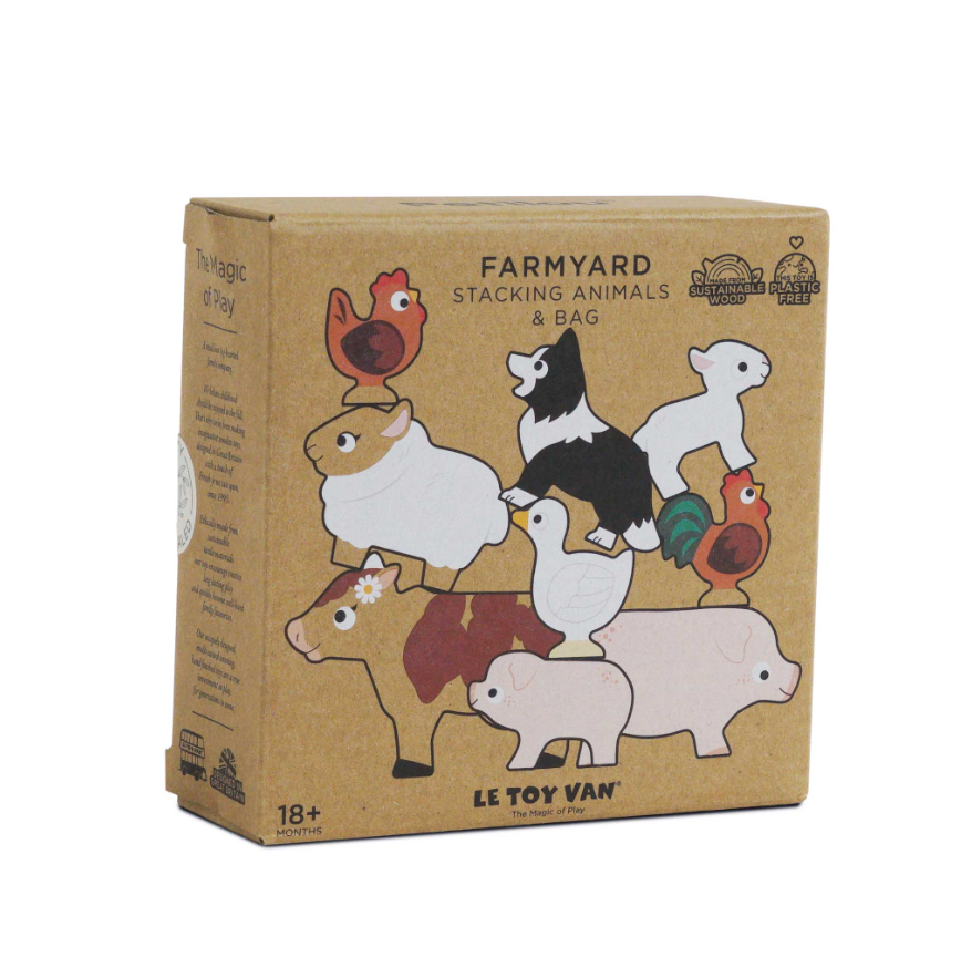 Le Toy Van Wooden Stacking Animals & Bag - Farmyard