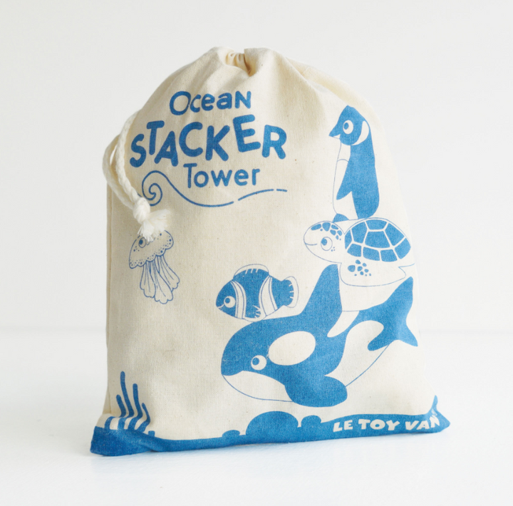 Le Toy Van Wooden Stacking Animals & Bag - Ocean Life