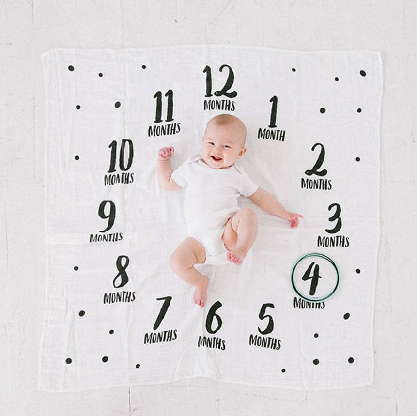 Pearhead Watch Me Grow Photo Blanket - Black & White