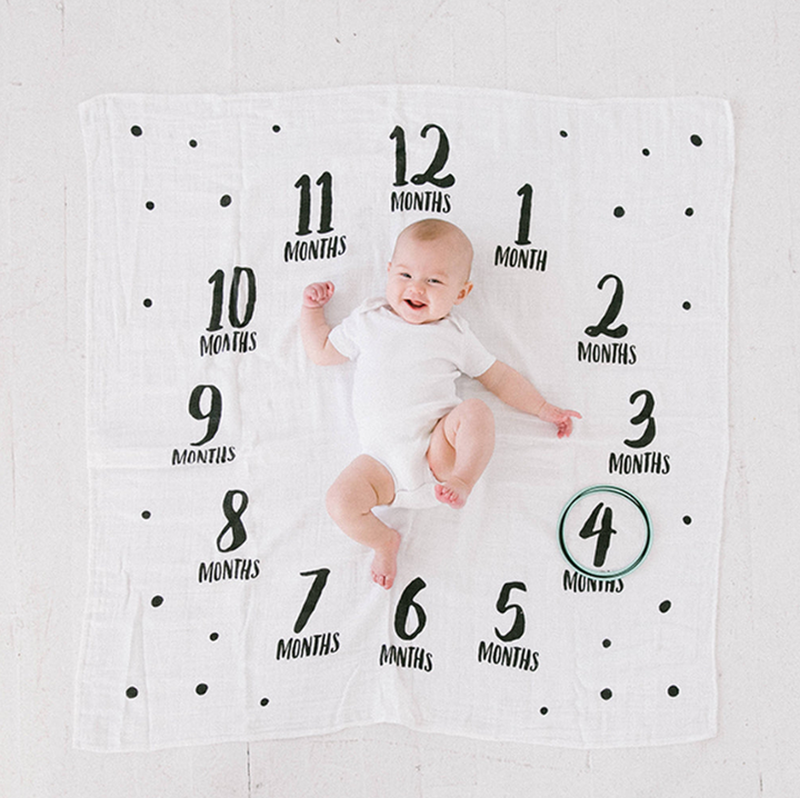 Pearhead Watch Me Grow Photo Blanket - Black & White