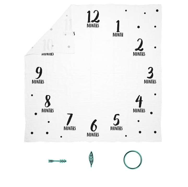 Pearhead Watch Me Grow Photo Blanket - Black & White