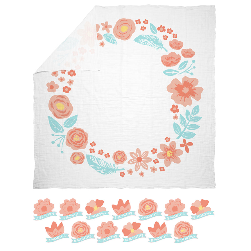 Pearhead Watch Me Grow Photo Blanket - Floral
