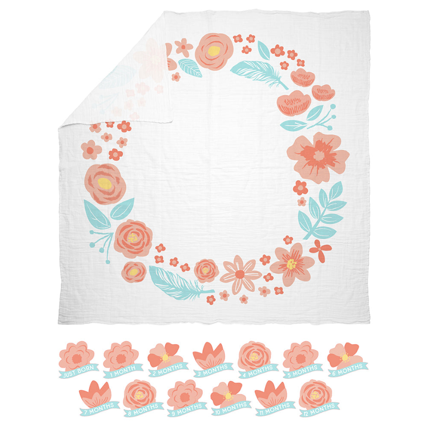 Pearhead Watch Me Grow Photo Blanket - Floral