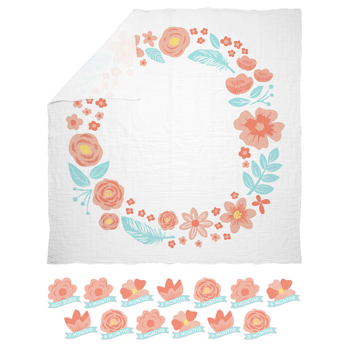 Pearhead Watch Me Grow Photo Blanket - Floral
