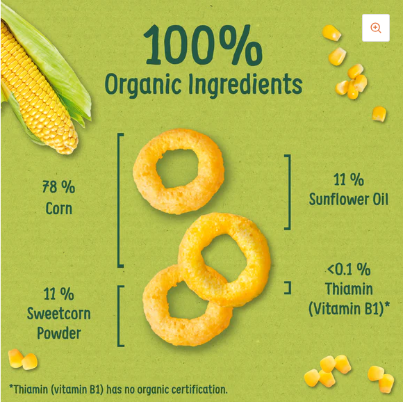 Organix Melty Sweetcorn Rings - 20g | 6 mths+