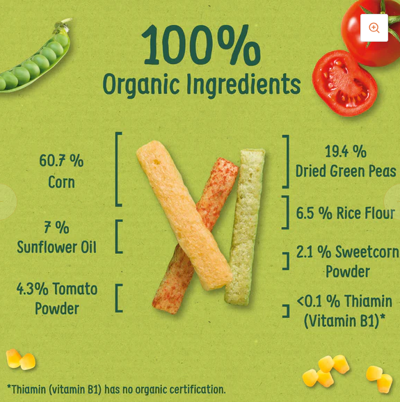 Organix Melty Veggie Sticks - 15g | 7 mths+