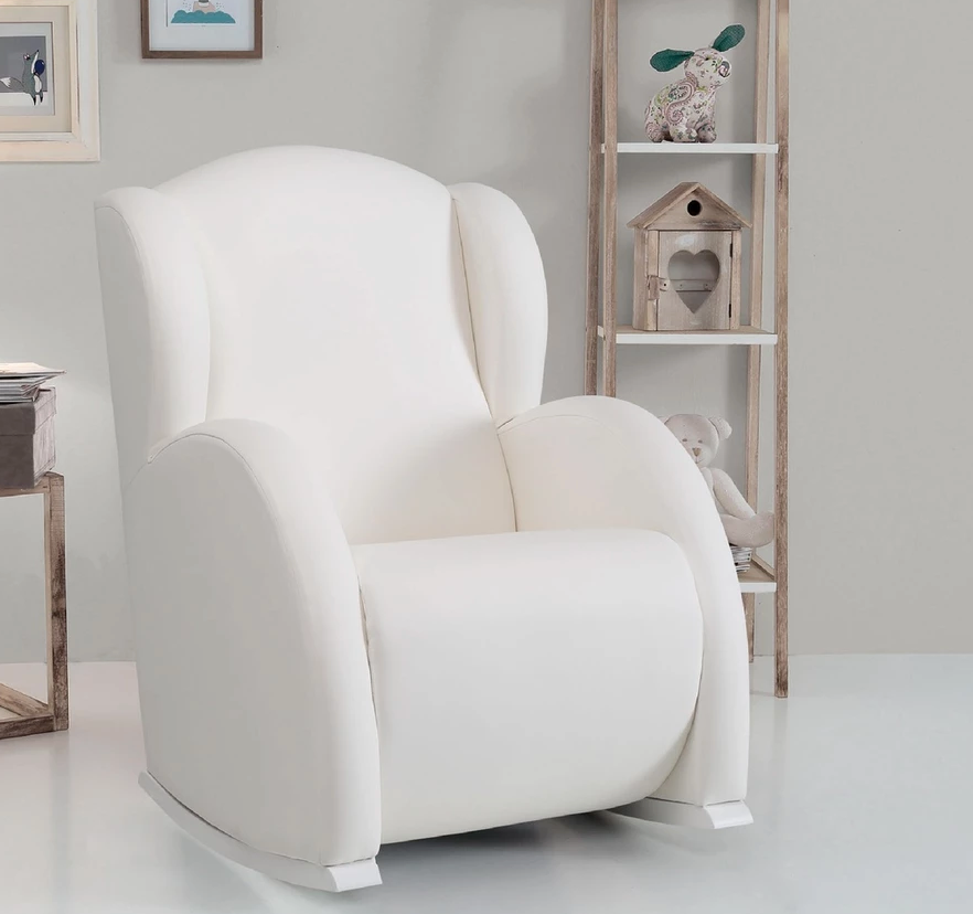 Micuna Flor Rock Chair - White Synthetic Leather