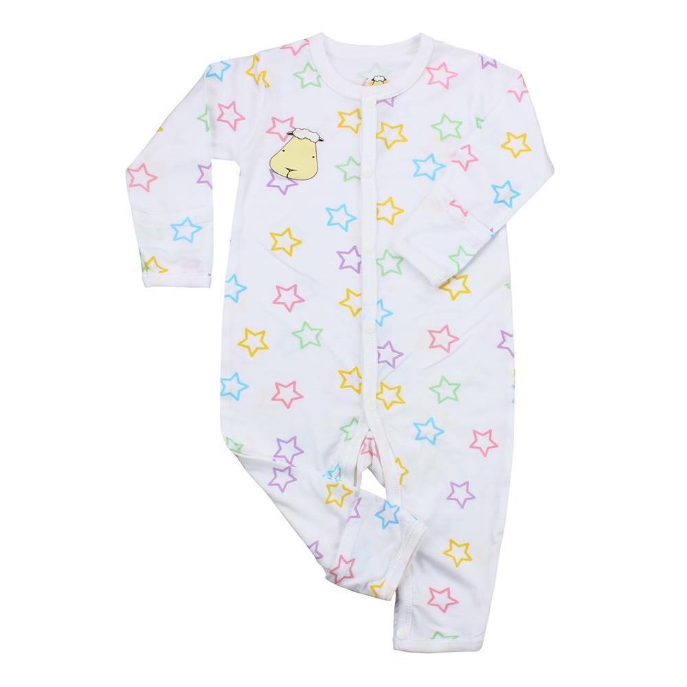 MooMooKow Baa Baa Sheepz Snap/Middle Button Romper - Colourful Moon & Star (0M - 24M)