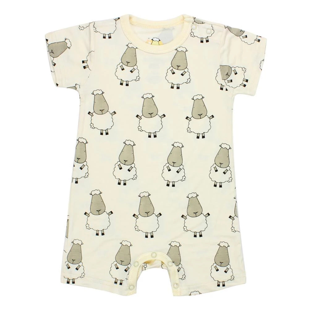 MooMooKow Baa Baa Sheepz Short Sleeve Romper - Big Sheepz (0M - 24M)