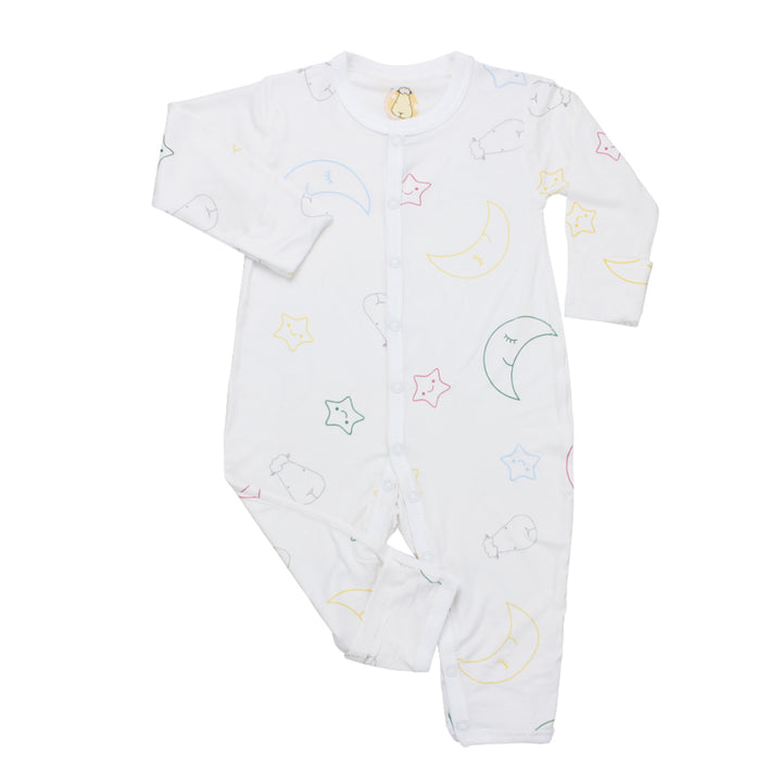 MooMooKow Baa Baa Sheepz Snap/Middle Button Romper - Colourful Moon & Star (0M - 24M)