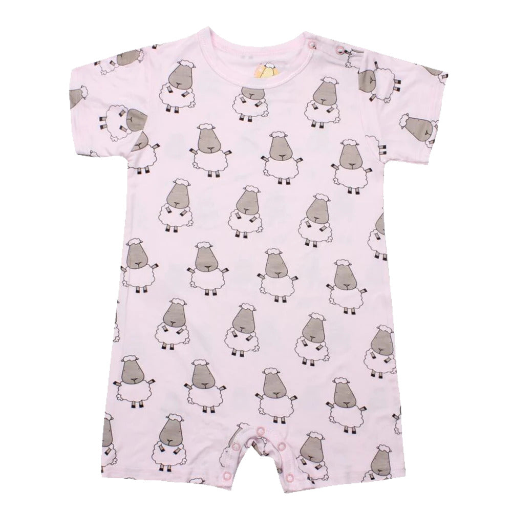 MooMooKow Baa Baa Sheepz Short Sleeve Romper - Big Sheepz (0M - 24M)