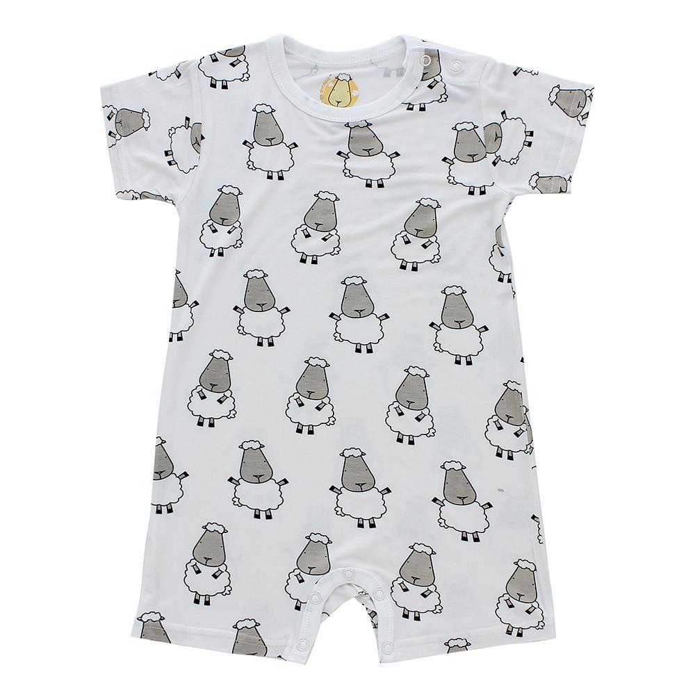 MooMooKow Baa Baa Sheepz Short Sleeve Romper - Big Sheepz (0M - 24M)