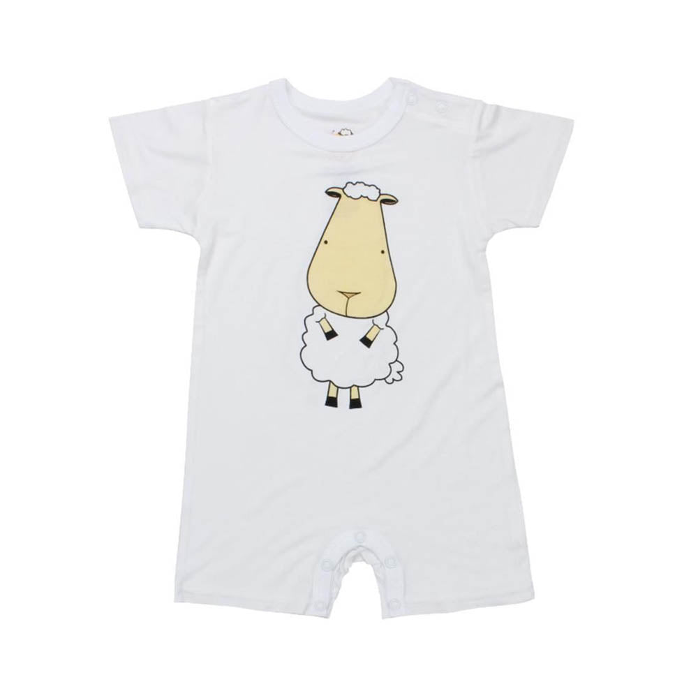 MooMooKow Baa Baa Sheepz Short Sleeve Romper - Sheepz (0M - 24M)