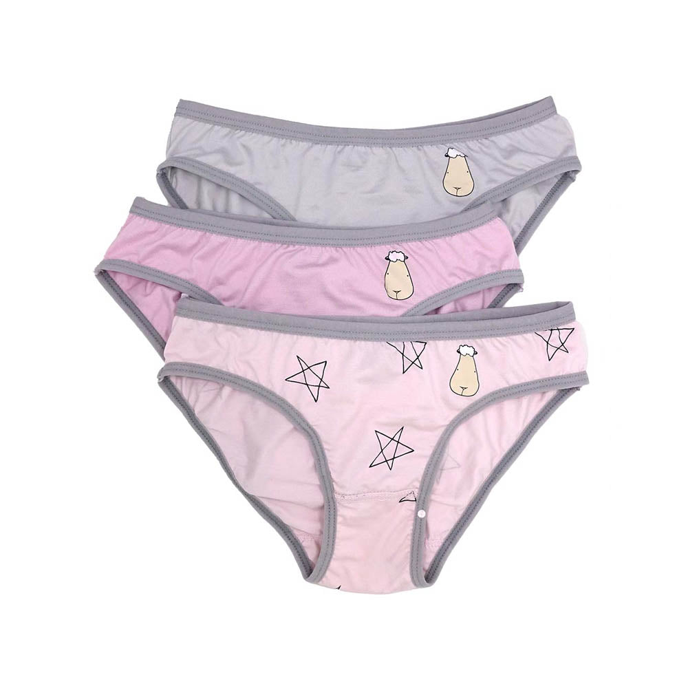 MooMooKow Baa Baa Sheepz Girls Briefs C006-M (Set of 3) - 3 - 6Y