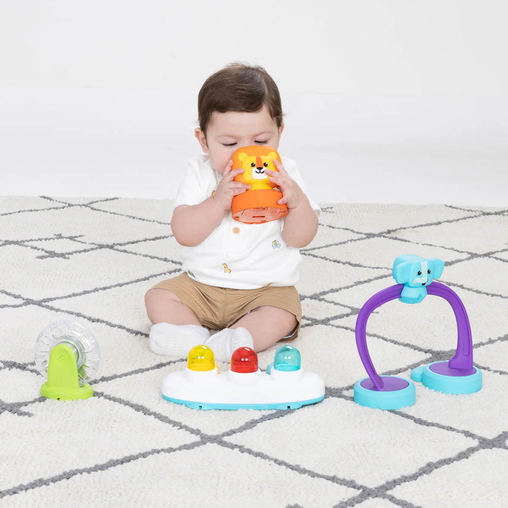 Baby Trend Smart Steps Explore N’ Play 5-in-1 Activity to Booster Seat - Blue Safari Fun