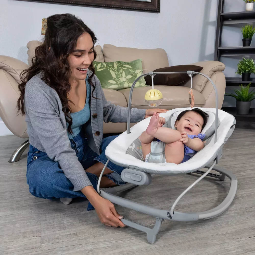 Baby Trend Smart Steps My First Rocker 2 Bouncer - Two of a Kind Grey