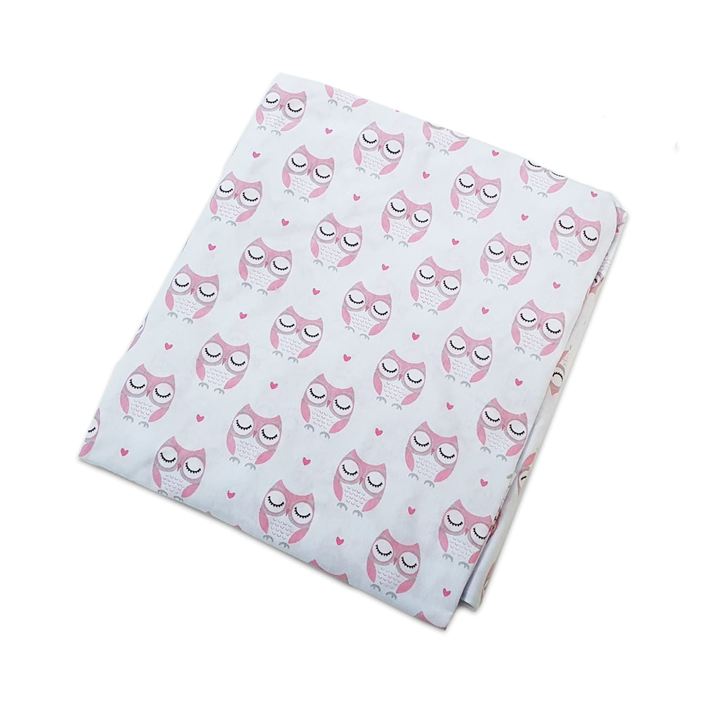 Happy Cot 100% Cotton Fitted Sheet - Pink Owl