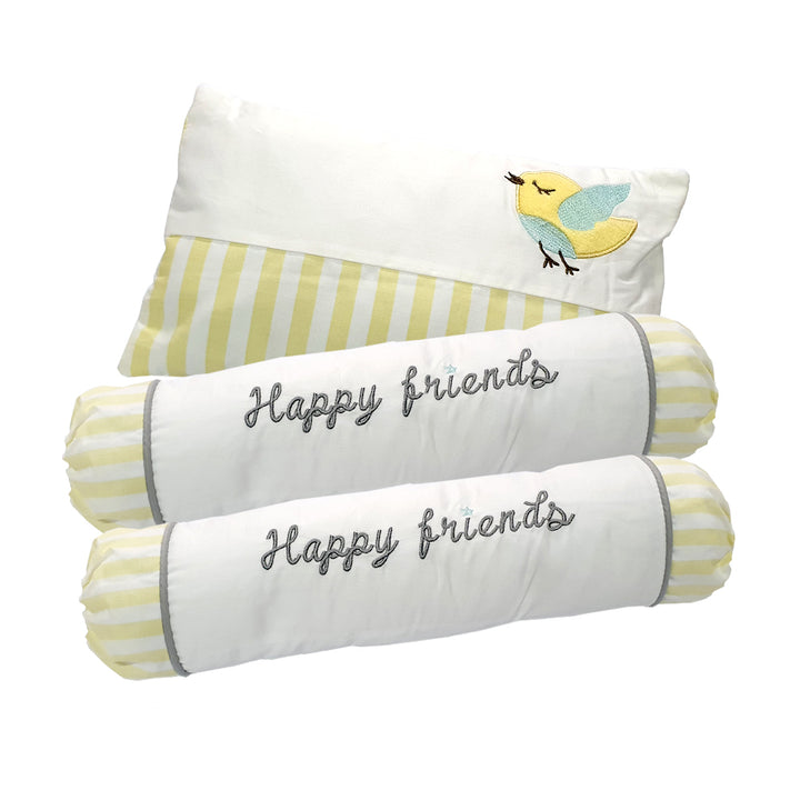 Happy Cot Happy Friends Baby Pillow & Bolster Set - Yellow / Blue