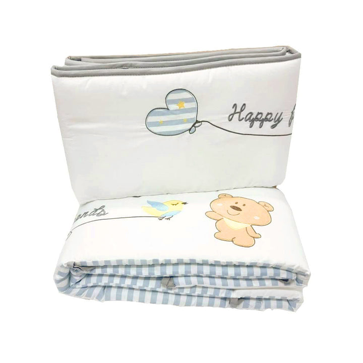 Happy Cot 100% Cotton Full Baby Bumper Set - Happy Friends (Blue/Yellow)